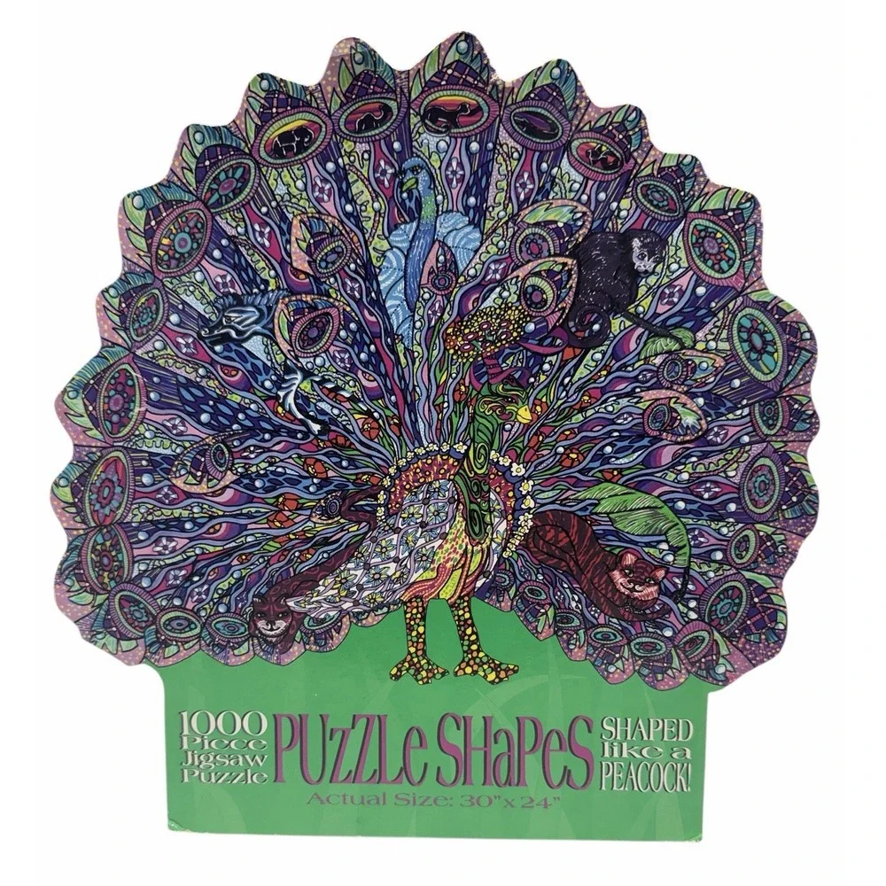 1000 Piece Peacock Pandemonium‎ Shaped Puzzle by Ceaco 1997 Sealed
